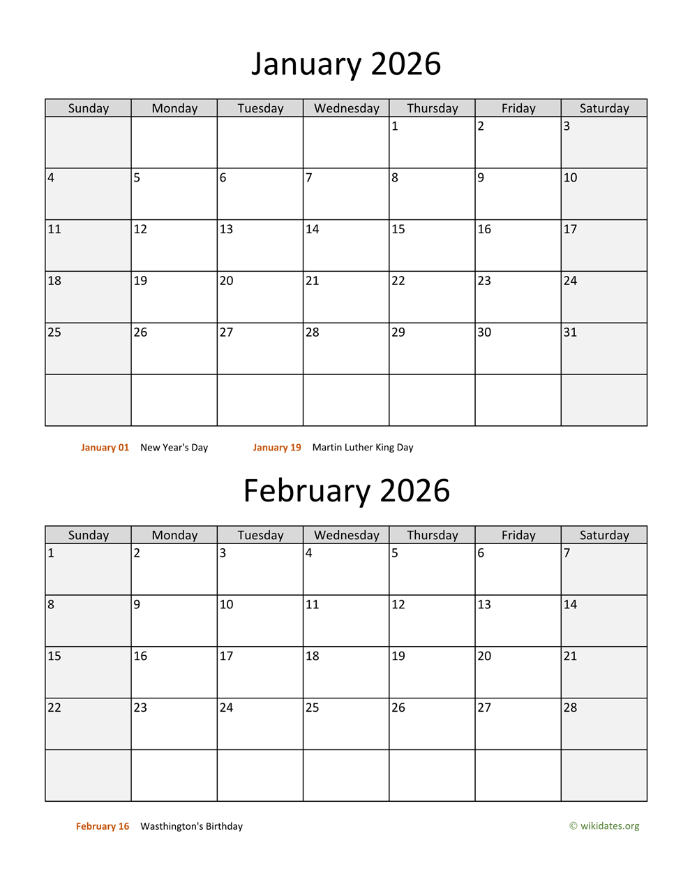 Printable Bi Monthly 2026 Calendar WikiDates