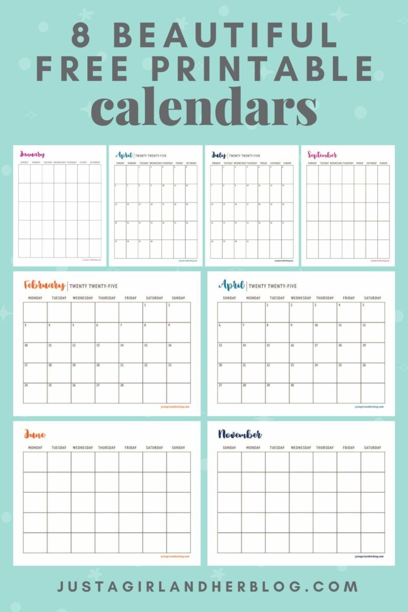 Printable Calendar 8 Beautiful FREE Calendars Abby Lawson
