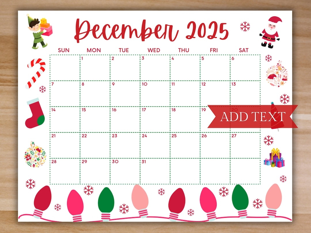 Printable Calendar Page For December 2025