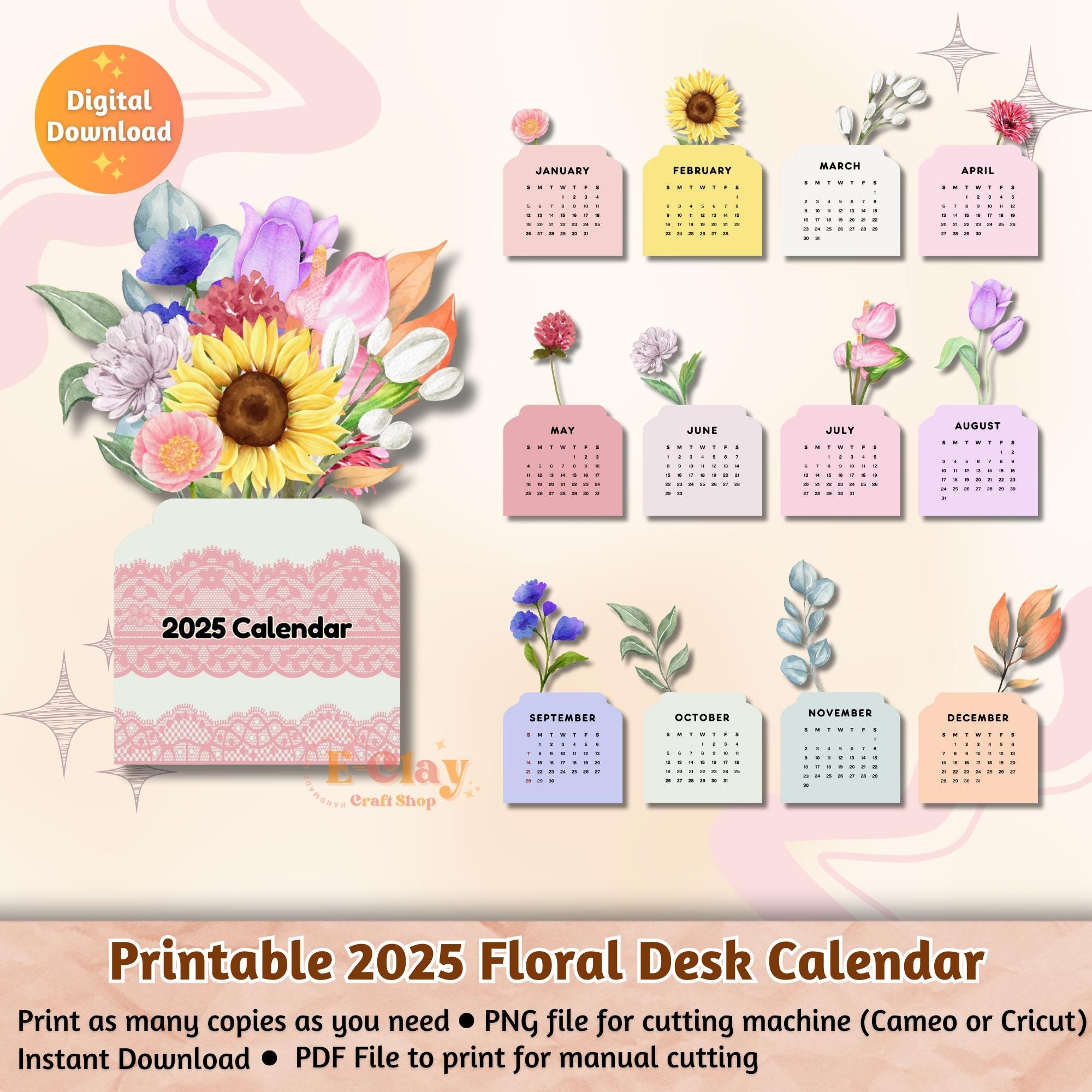 Free Printable 2025 Cards Desk Calendar