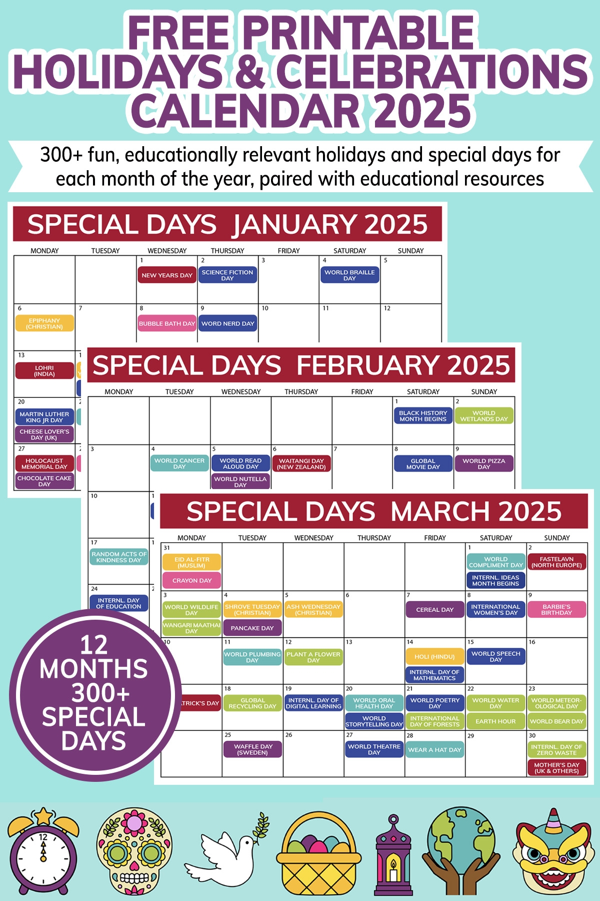 Printable Holidays U0026 Celebrations Around The World Calendar 2025