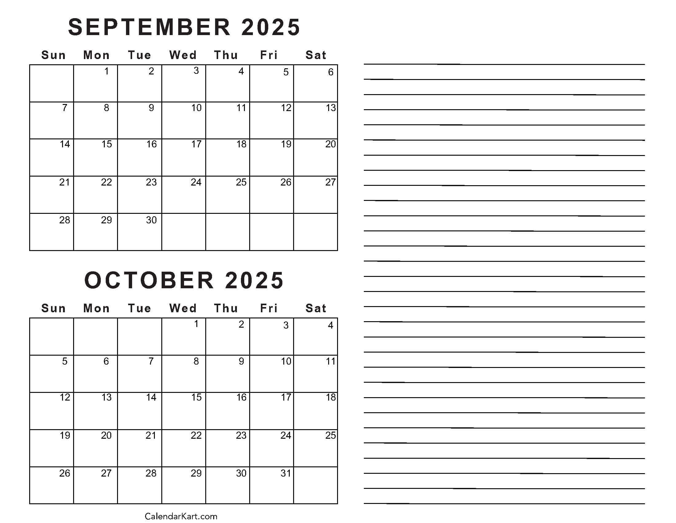 October To November Calendar 2025