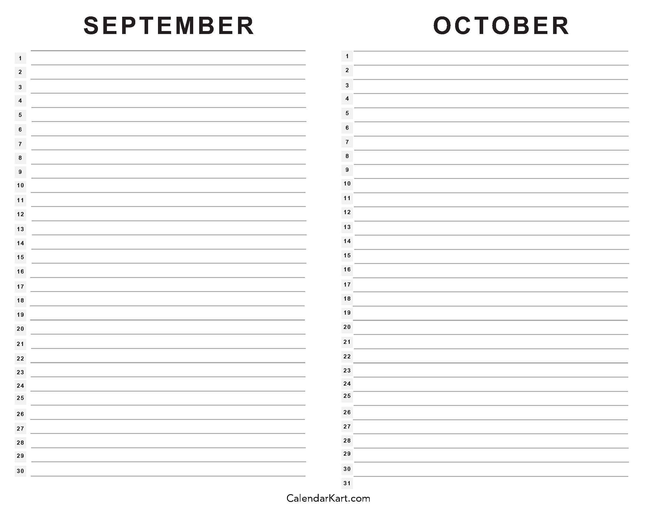 Printable September October 2025 Calendar 2