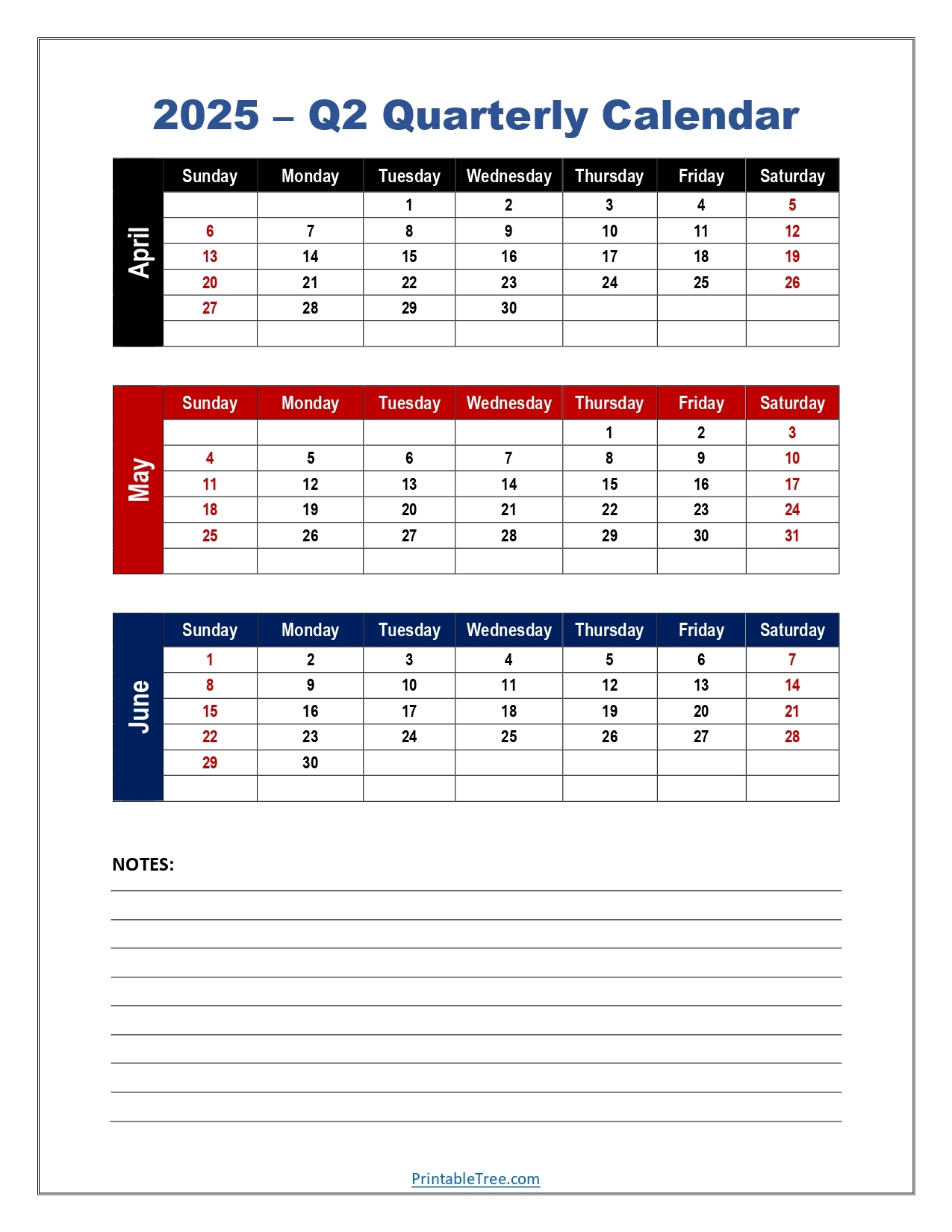 Free Printable 2nd Auarter 2025 Calendar