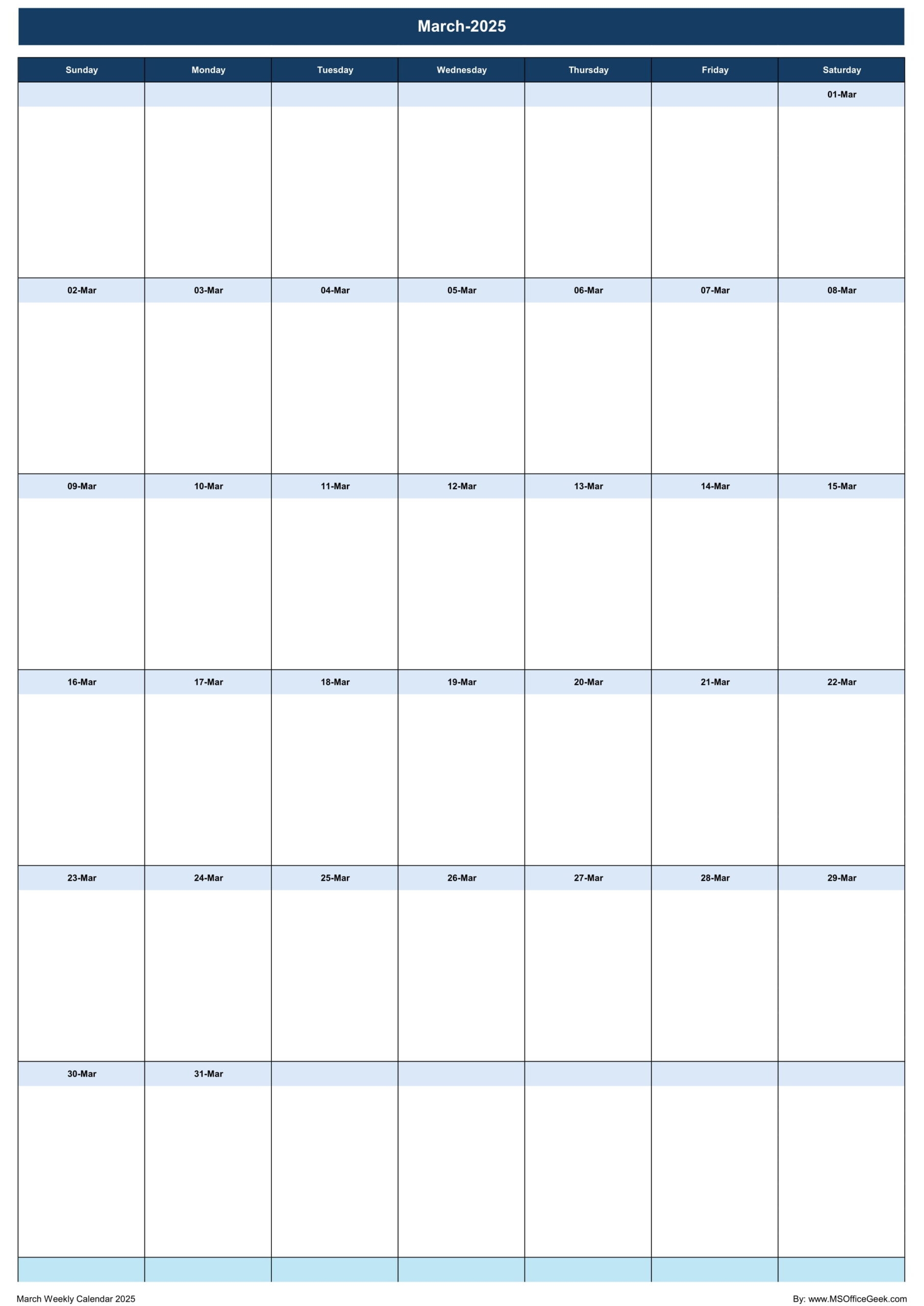 Ready To Use Printable Weekly Calendar 2025 MSOfficeGeek