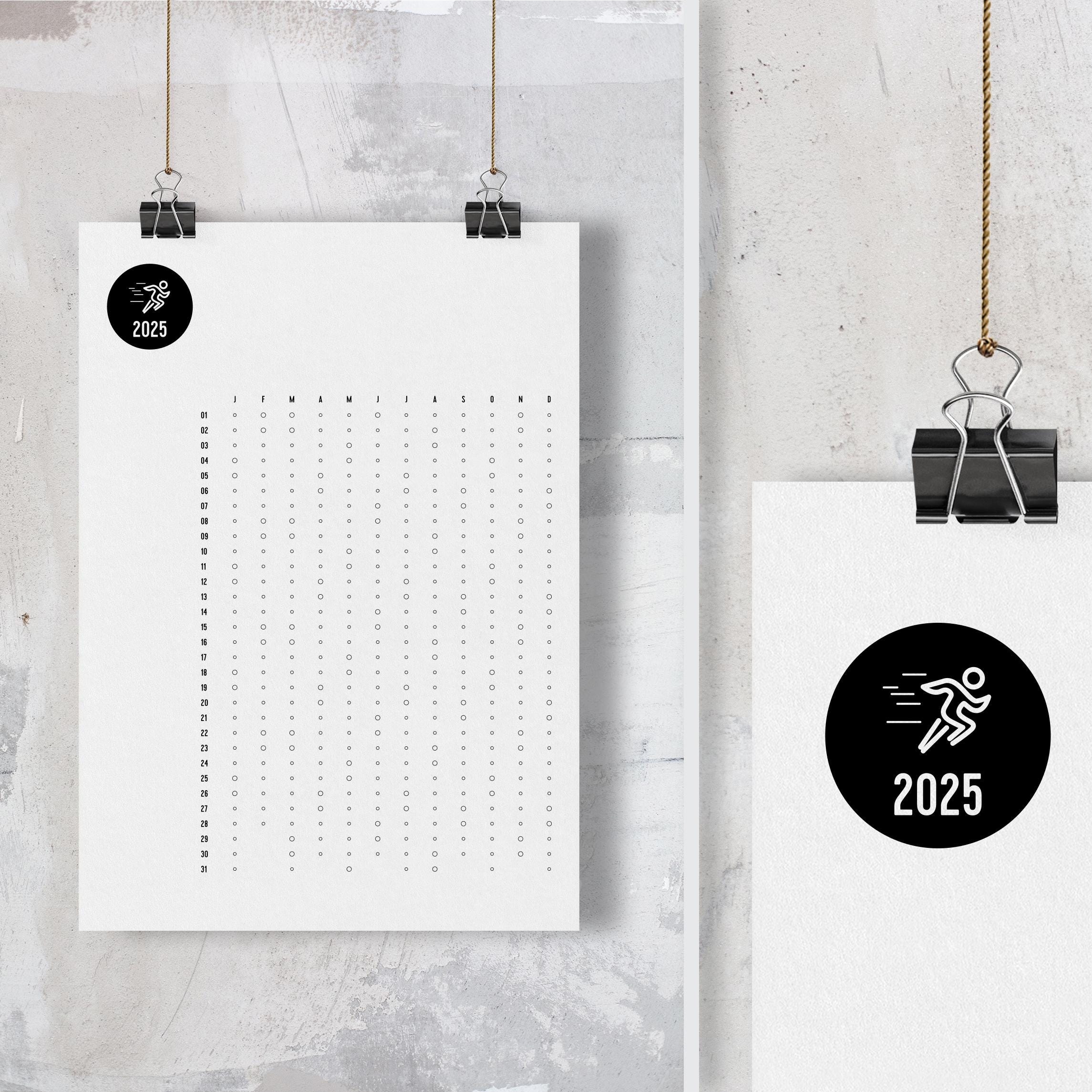 RUNNING JOGGING 2025 Calendar Progress Tracker Printable PDF 