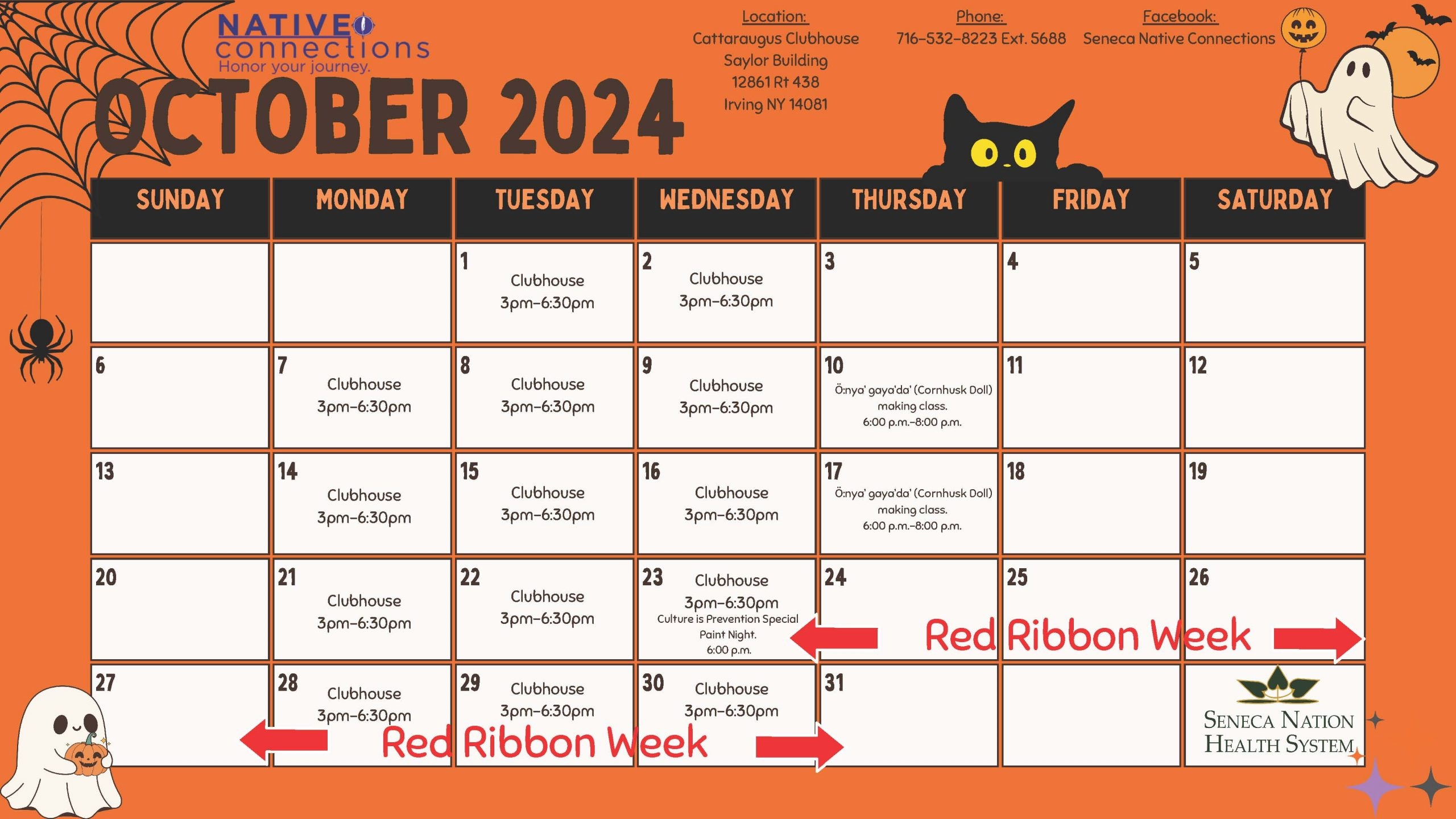 Seneca Cattaraugus Clubhouse Calendar October SNI