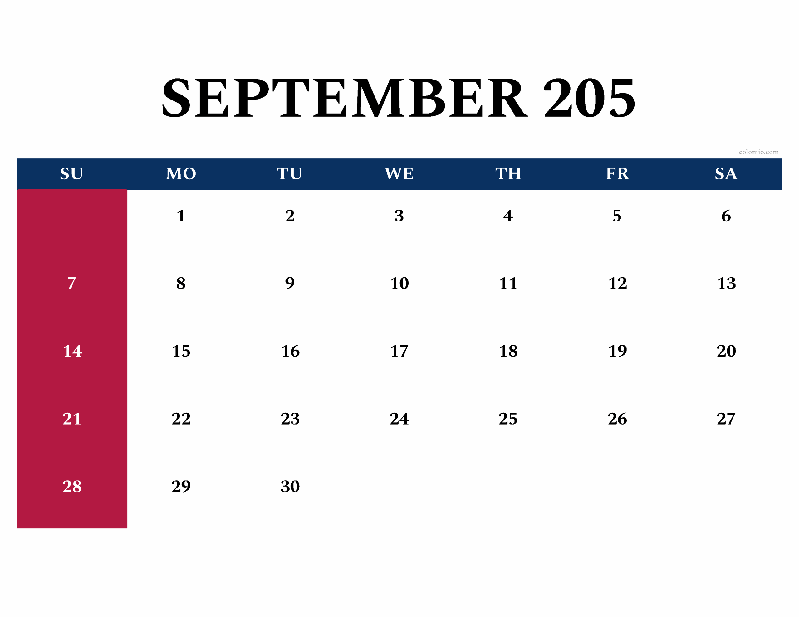September 2025 Calendar Free Printable PDF XLS And PNG