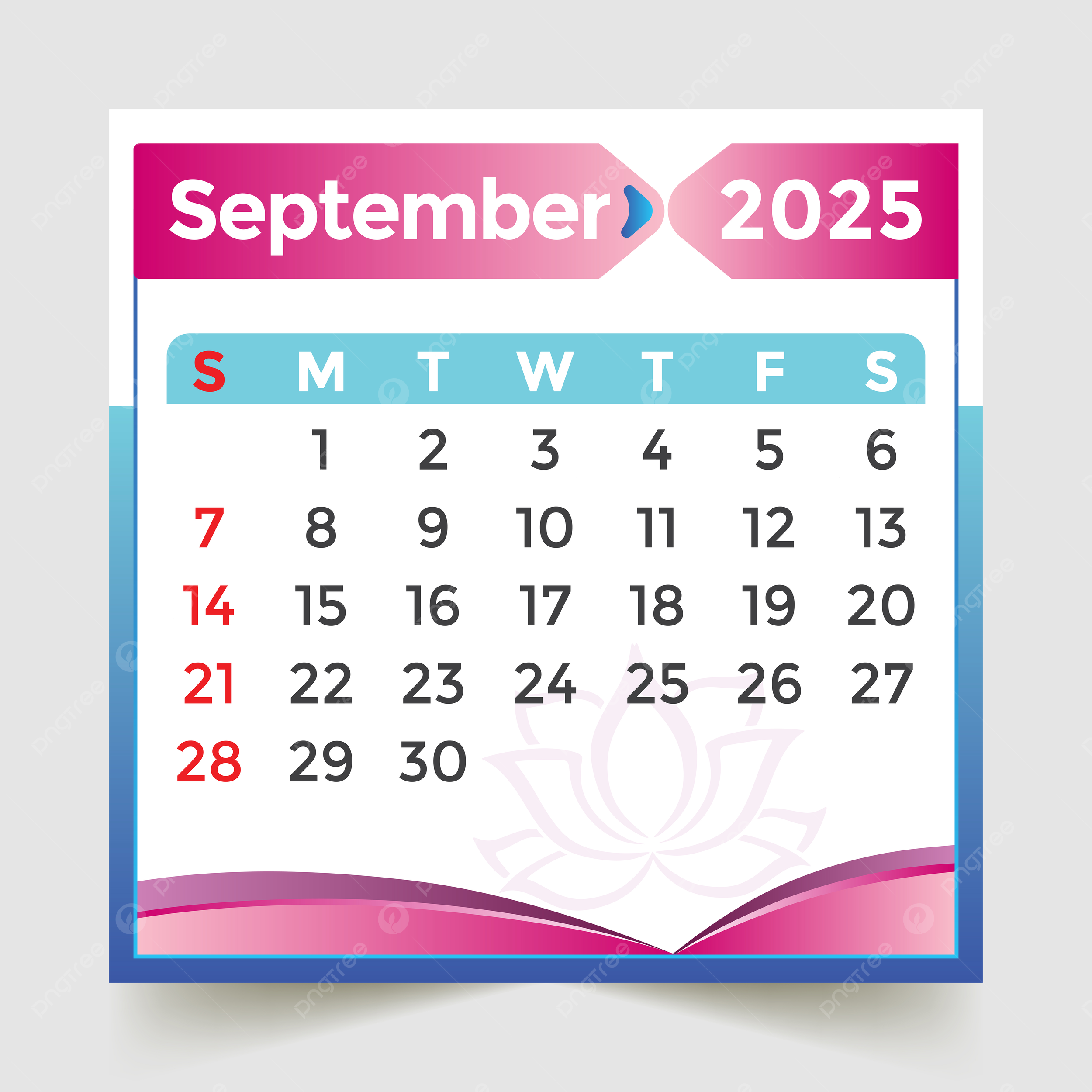 September 2025 Calendar PNG Transparent Images Free Download Vector Files Pngtree