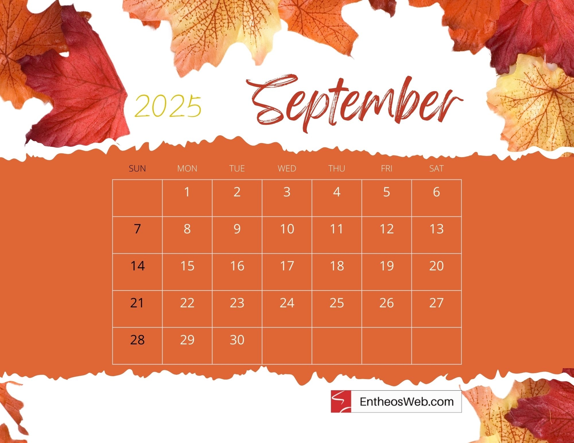 September 2025 Calendar Printables Free PDF Downloads EntheosWeb