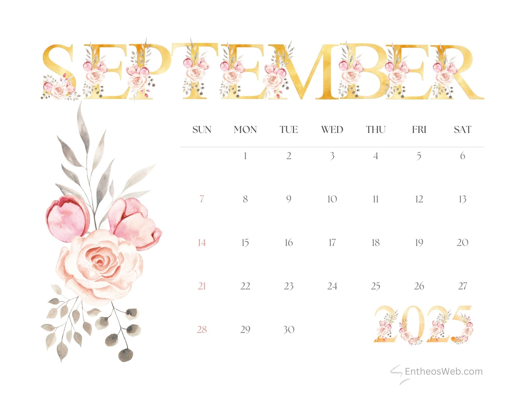 September 2025 Calendar Printables Free PDF Downloads EntheosWeb