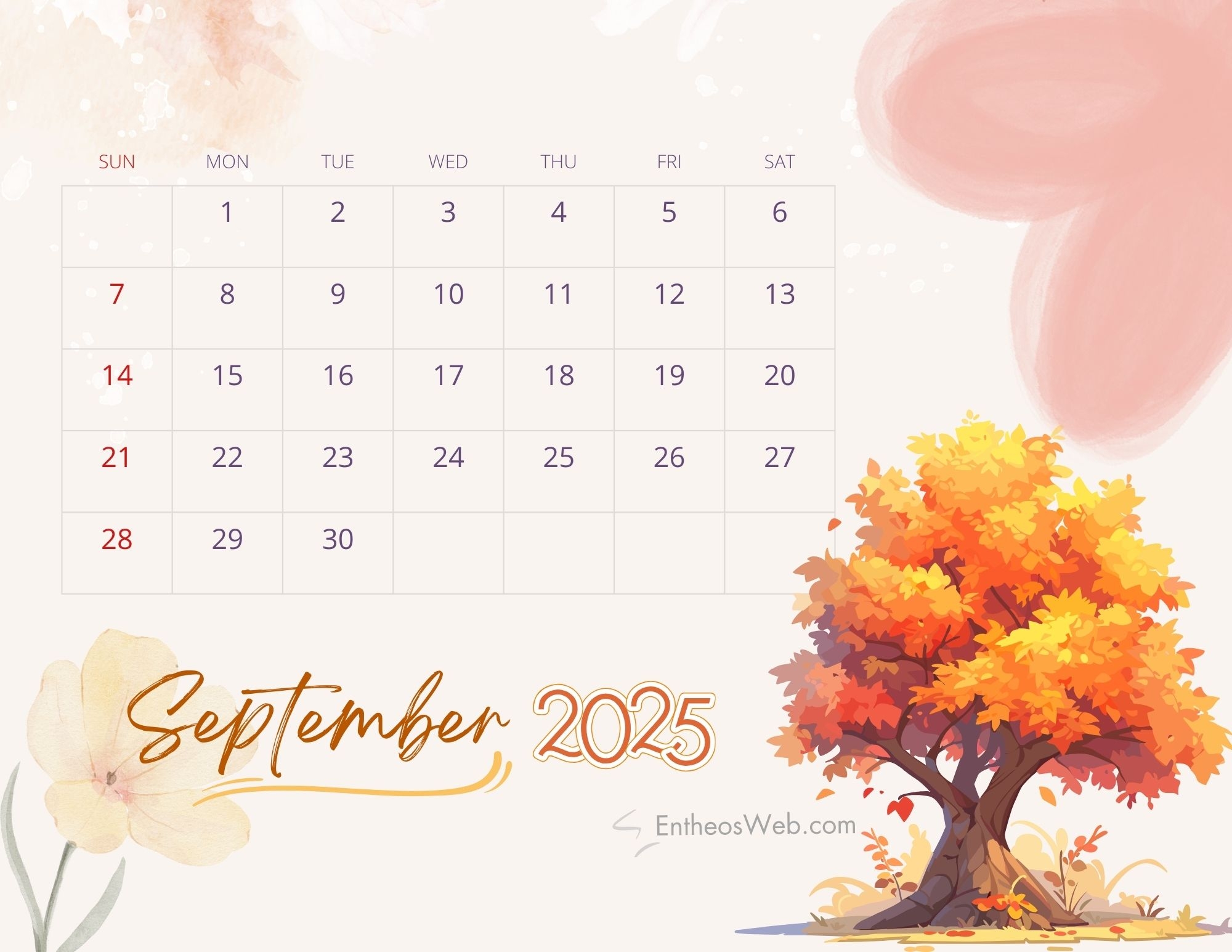 September 2025 Calendar Printables Free PDF Downloads EntheosWeb