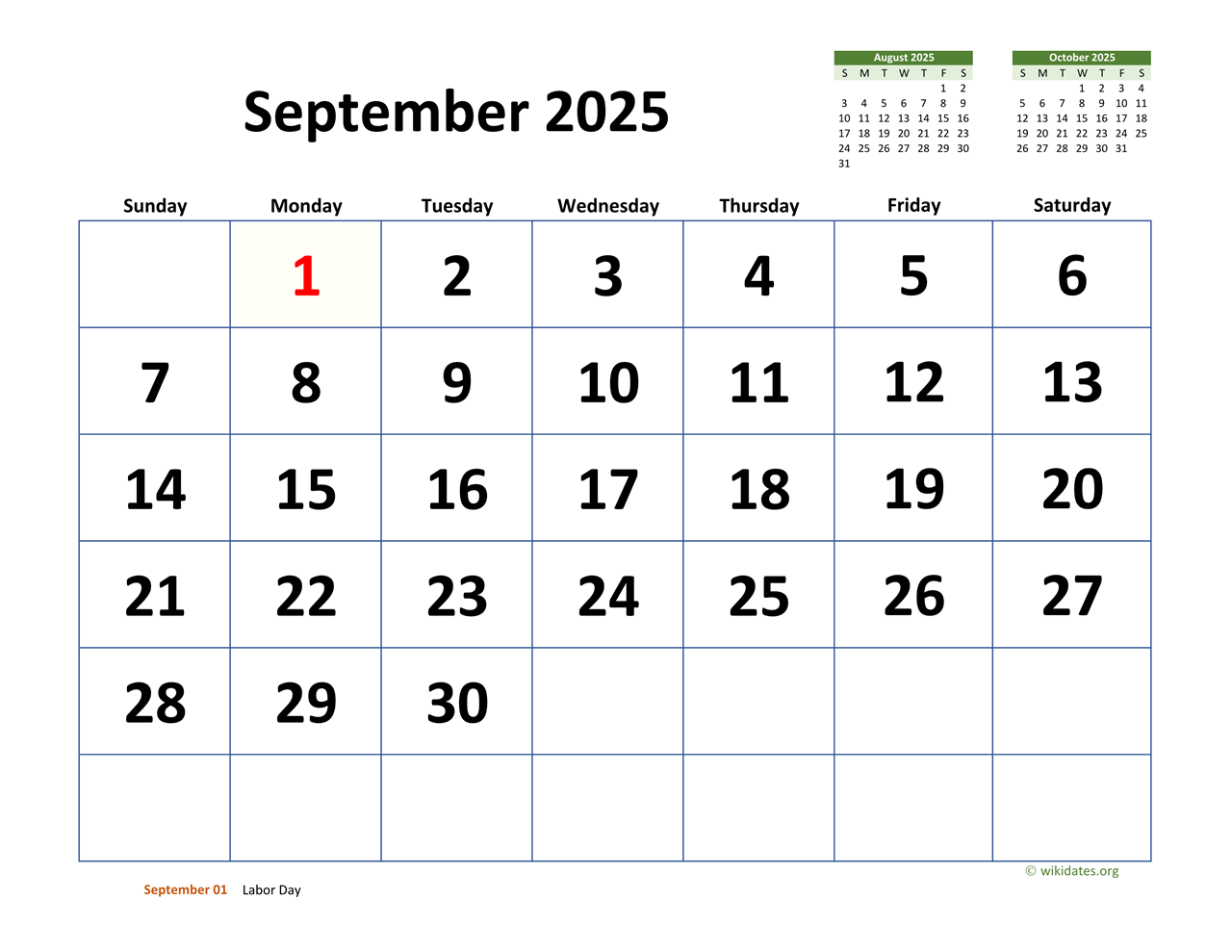 2025 Calendar For September