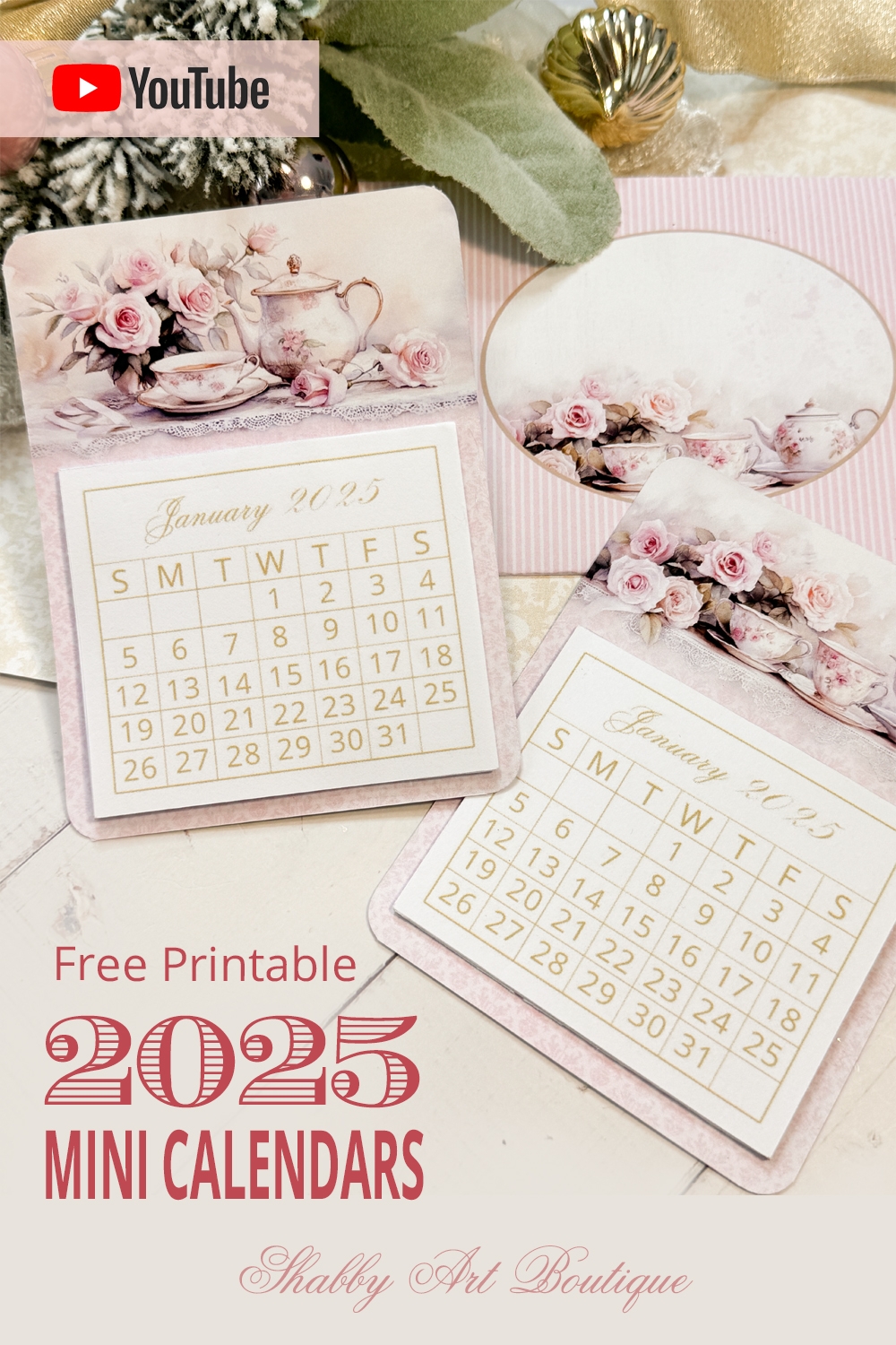 Simply Christmas Free Printable 2025 Mini Calendars Shabby Art 
