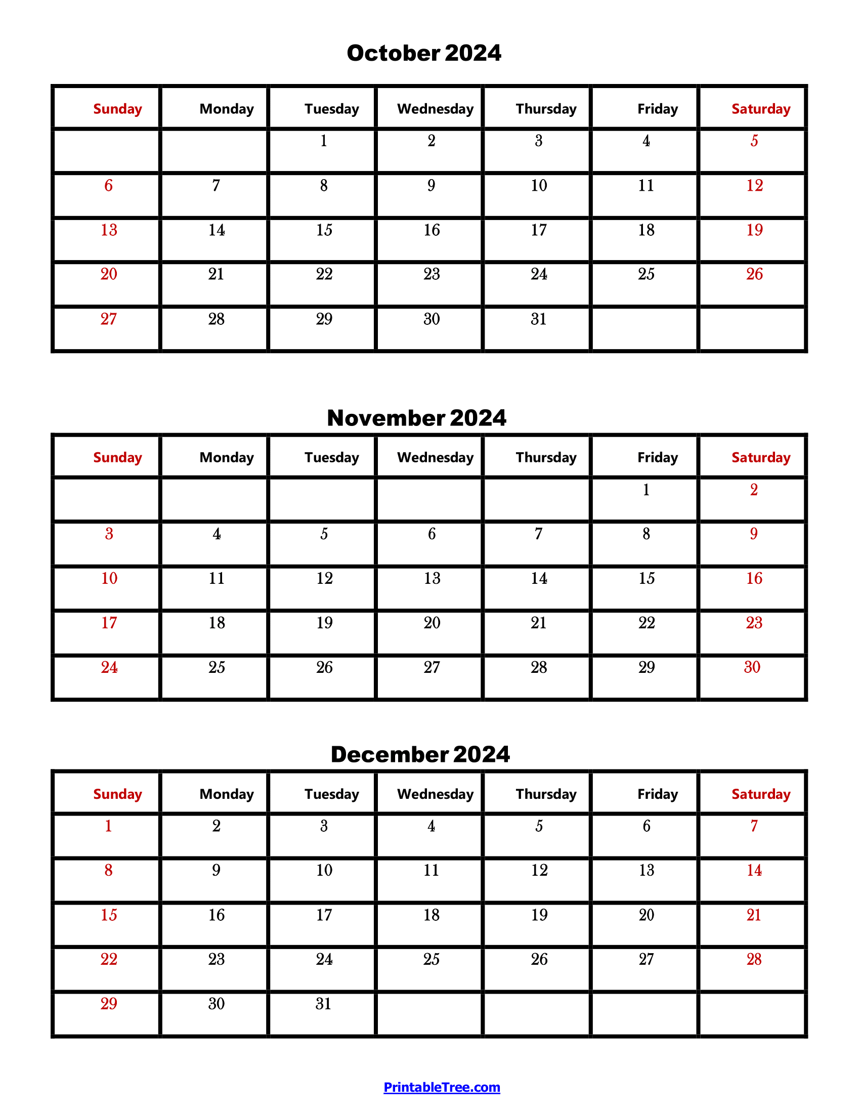 Free Printable 3 Month Calendar 2025 October November December