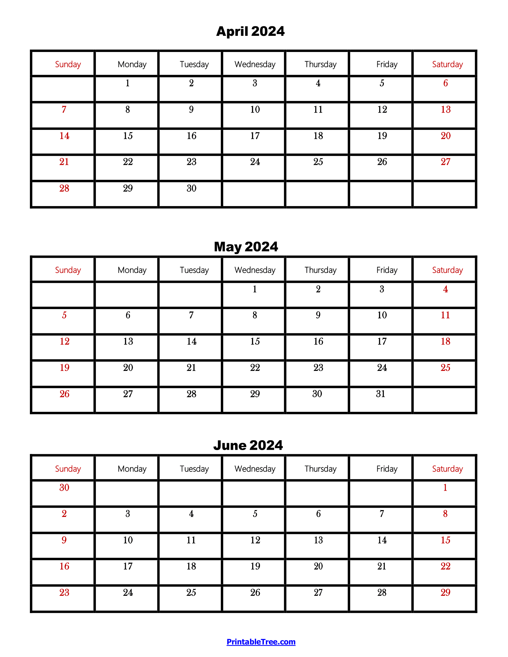 Three Months Calendar Printable PDF 2024 2025
