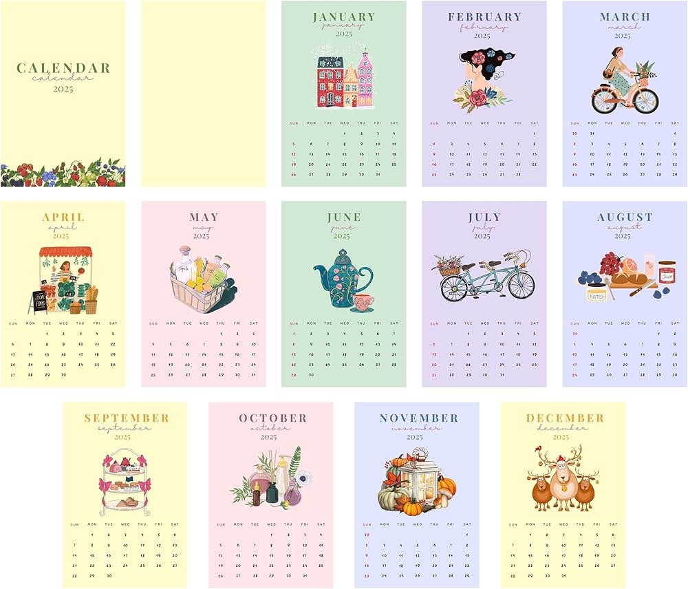 Unquote 2025 Desk Calendar With Vibrant Illustrations 4x6 Inch Aesthetic Monthly Table Calendar Abstract Art 