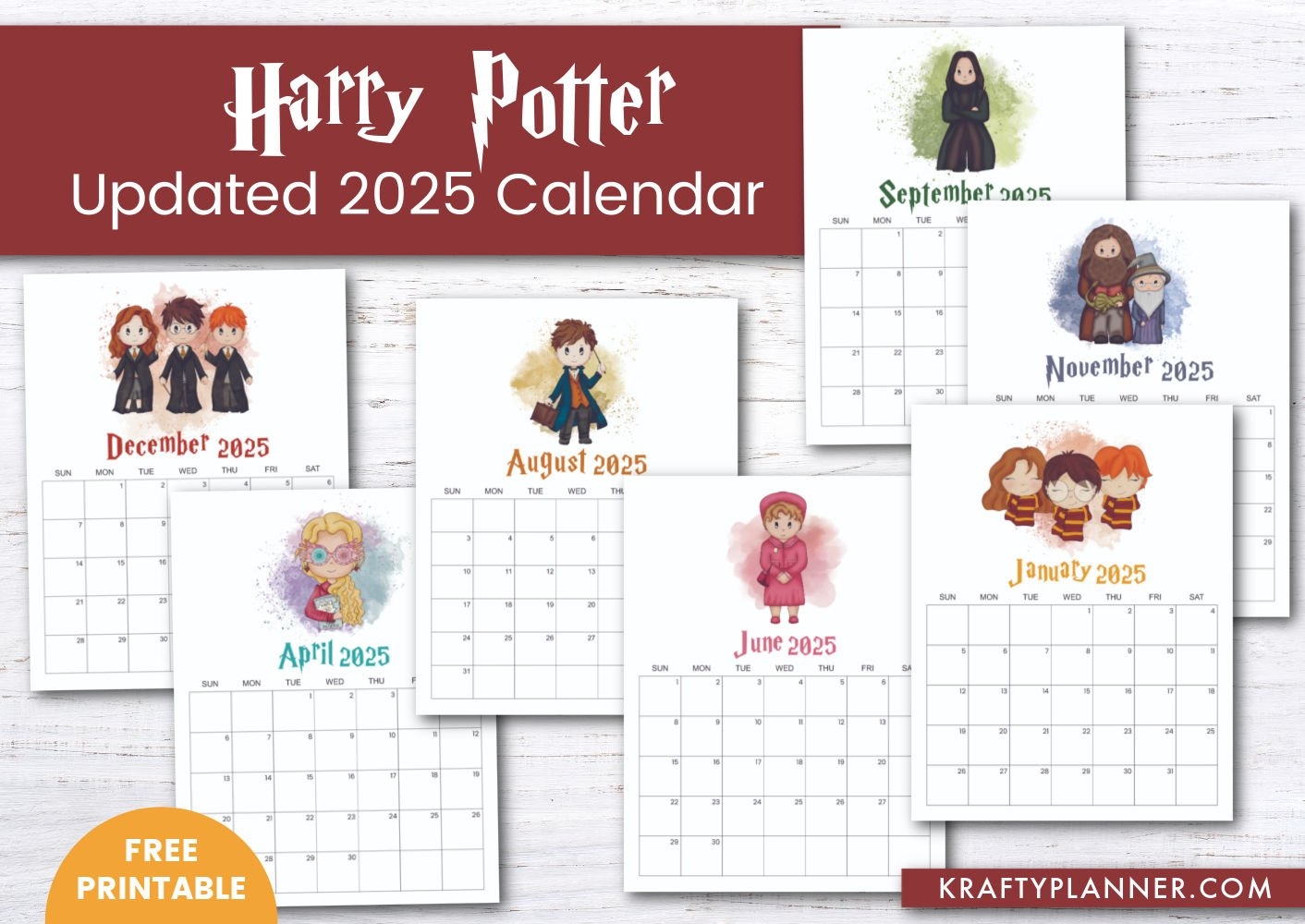 Updated 2025 Harry Potter Calendar Krafty Planner