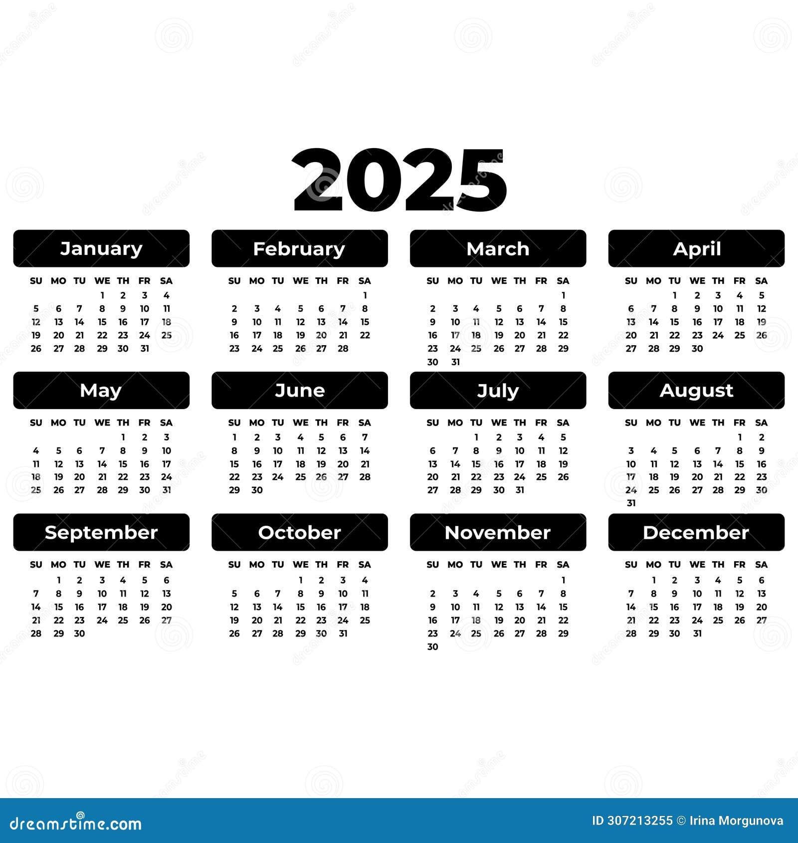 Free Printable Big Bold 2025 Calendar