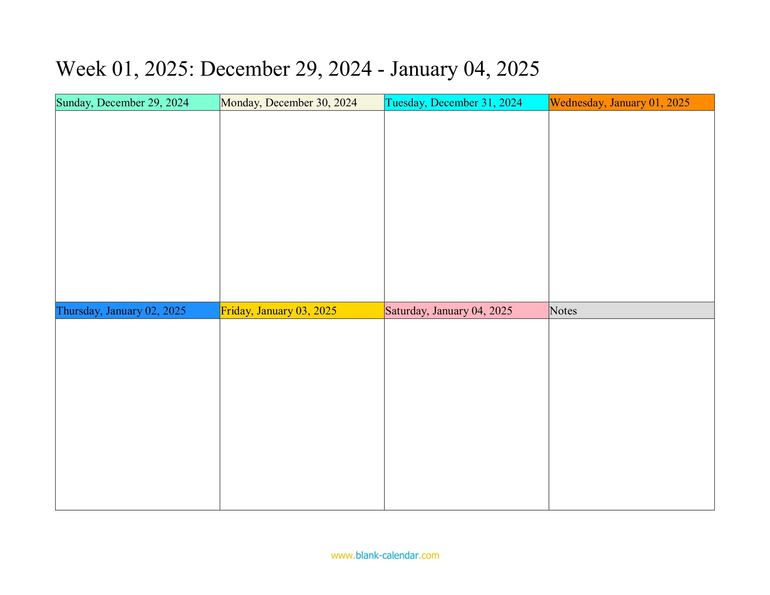 Weekly Calendar 2025 WORD EXCEL PDF 