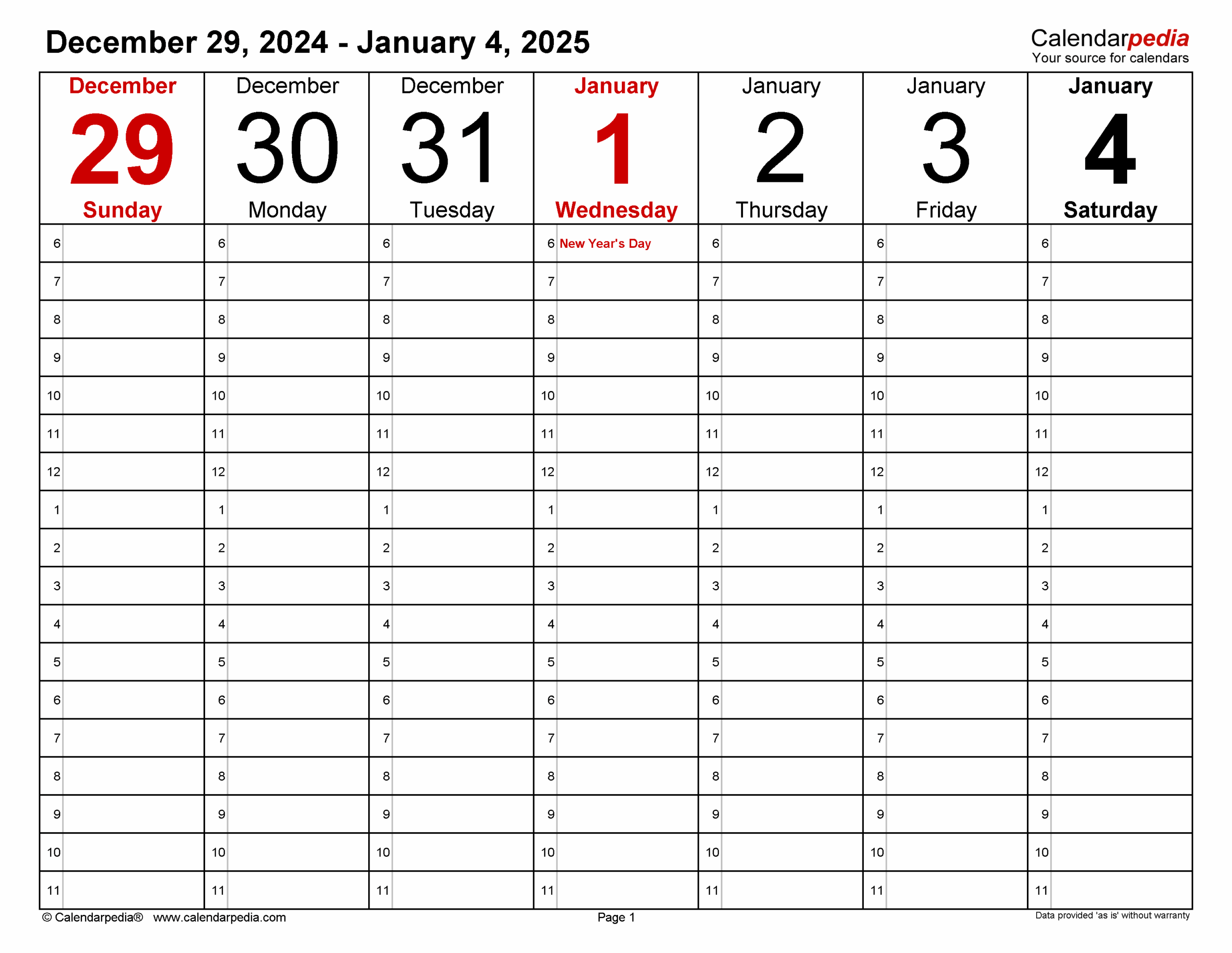 Weekly Calendars 2025 For PDF 12 Free Printable Templates