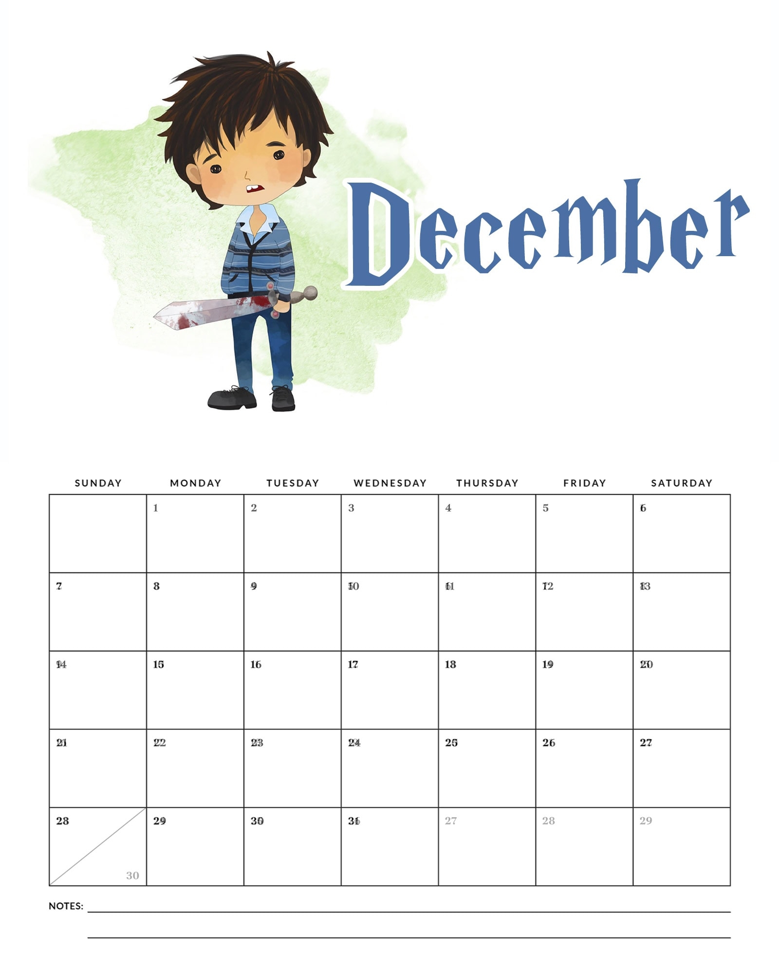 Whimsical Free Printable 2025 Harry Potter Calendar The Cottage 