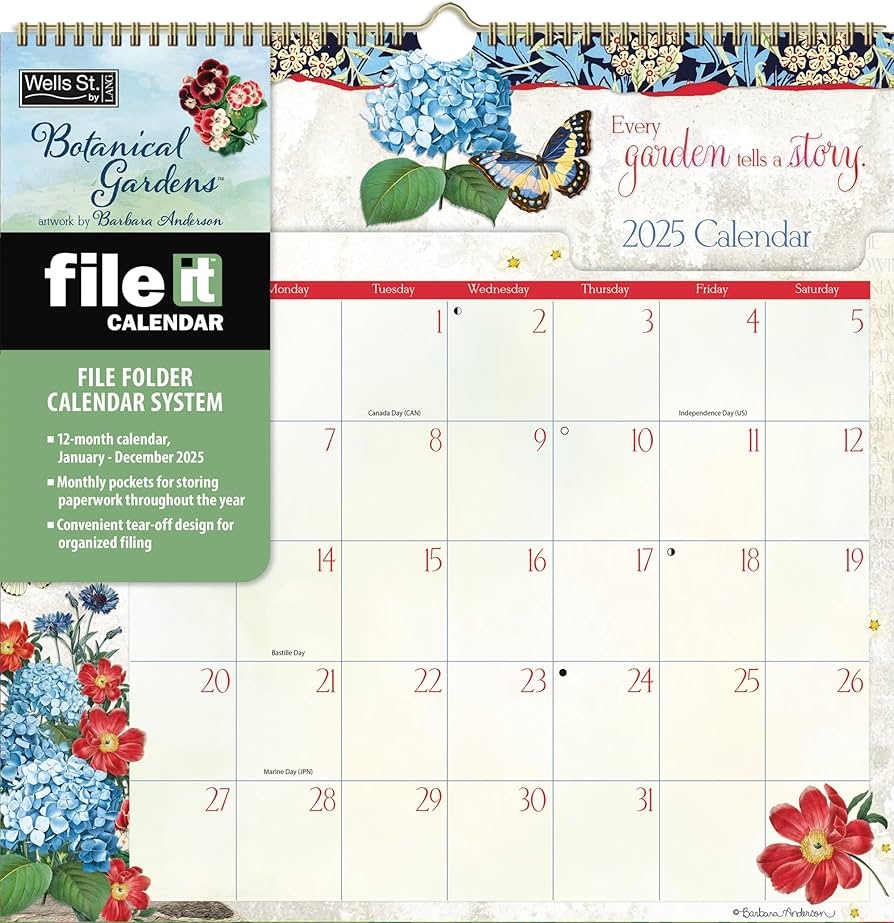 WSBL Botanical Gardens 2025 File It Calendar 25997006034 Amazon sg Office Products