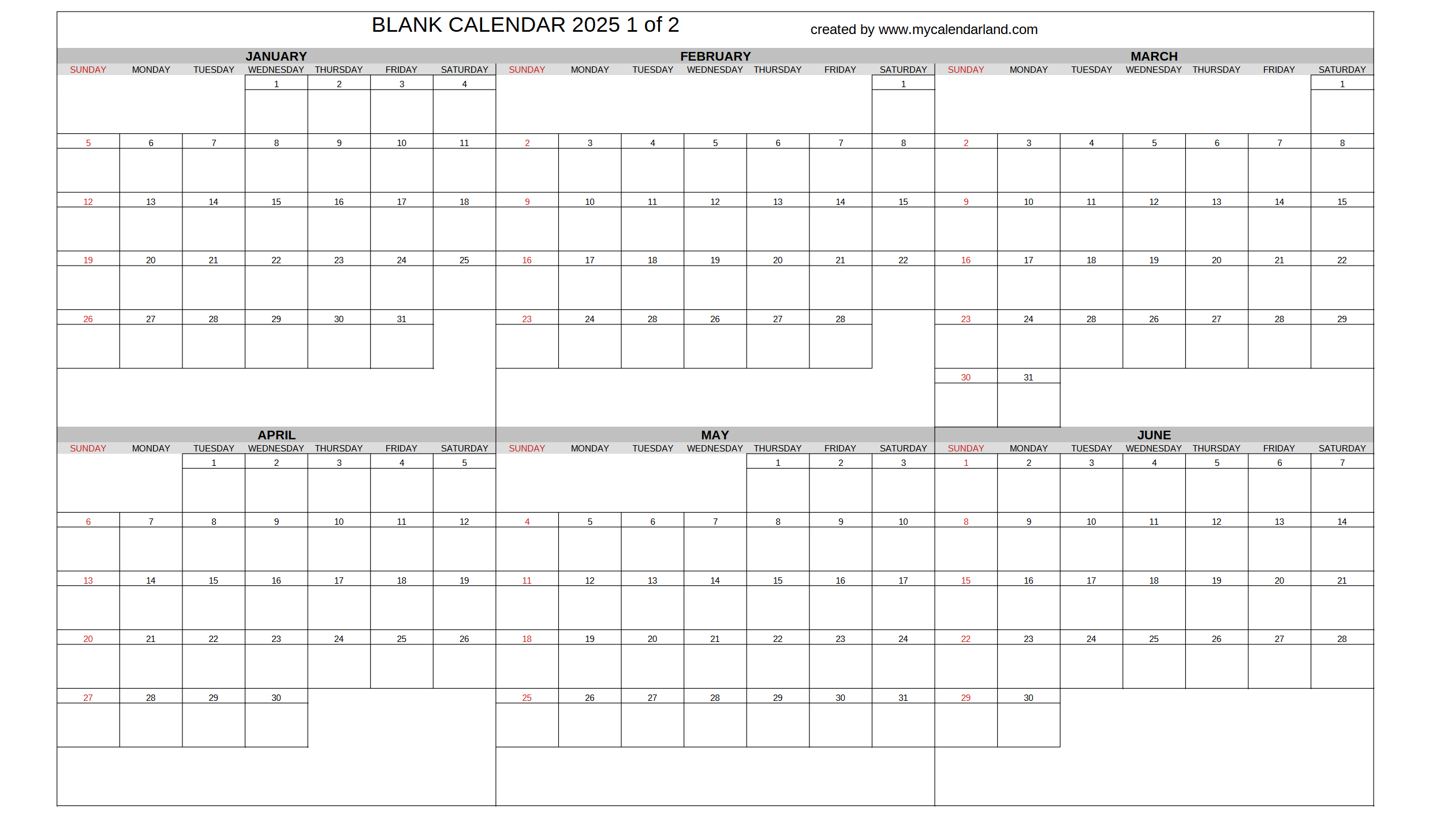Yearly Printable Calendars For Free My Calendar Land