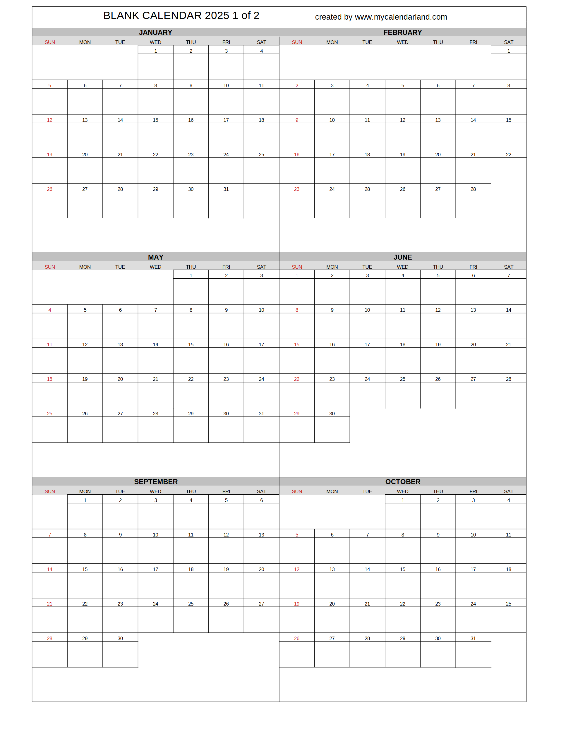 Yearly Printable Calendars For Free My Calendar Land