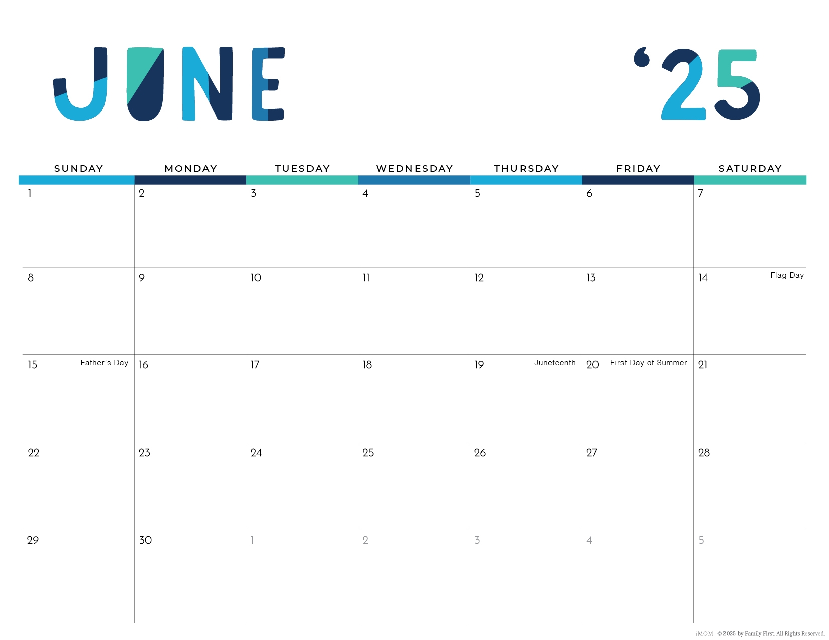 2025 2026 Colorful Printable Calendar For Moms IMOM