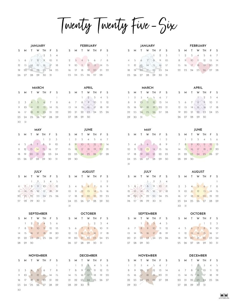 Free Printable 2 Year Calendar 2025 And 2026