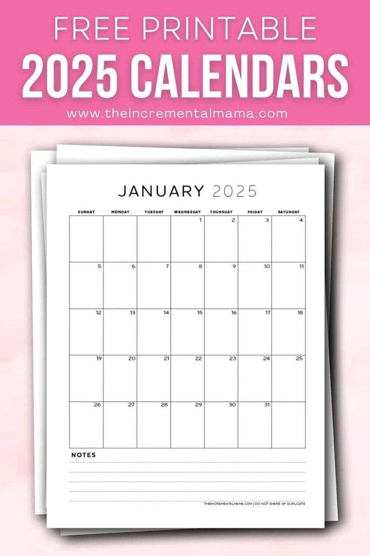2025 Monthly Calendar PDF Free Printable