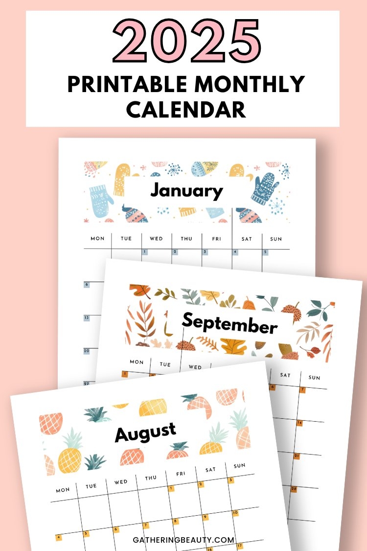 Free Printable 2025 Monthly Calendar Cute Pictures