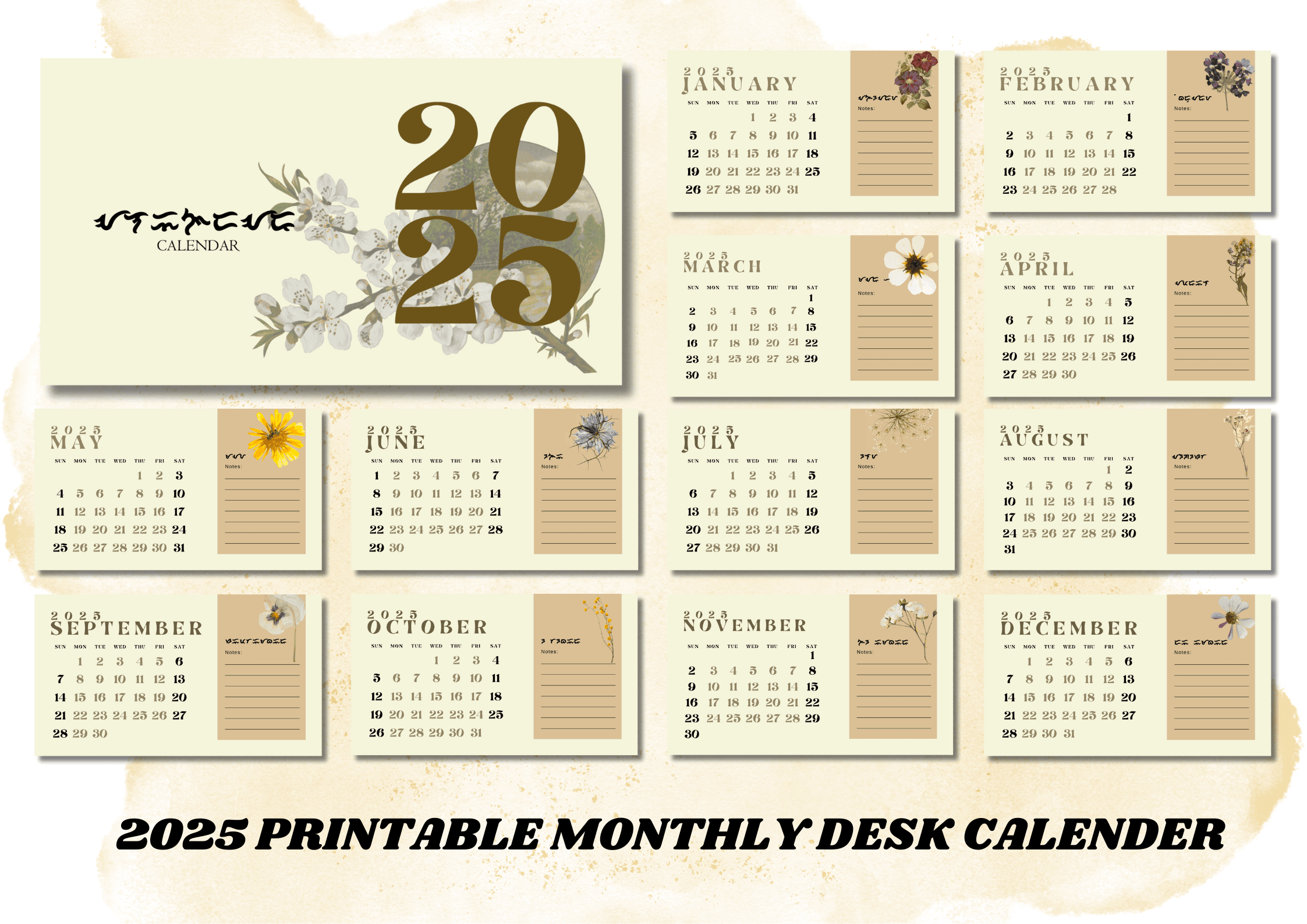 2025 PRINTABLE MONTHLY DESK CALENDAR By Villaangel Raket PH
