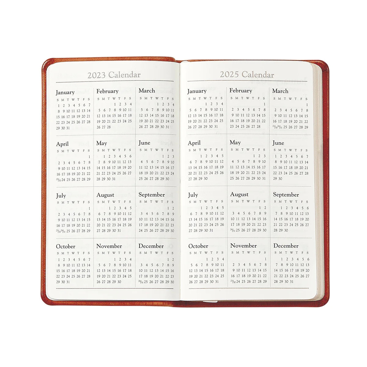 2025 Small Leather Pocket Calendar 3 X 5 