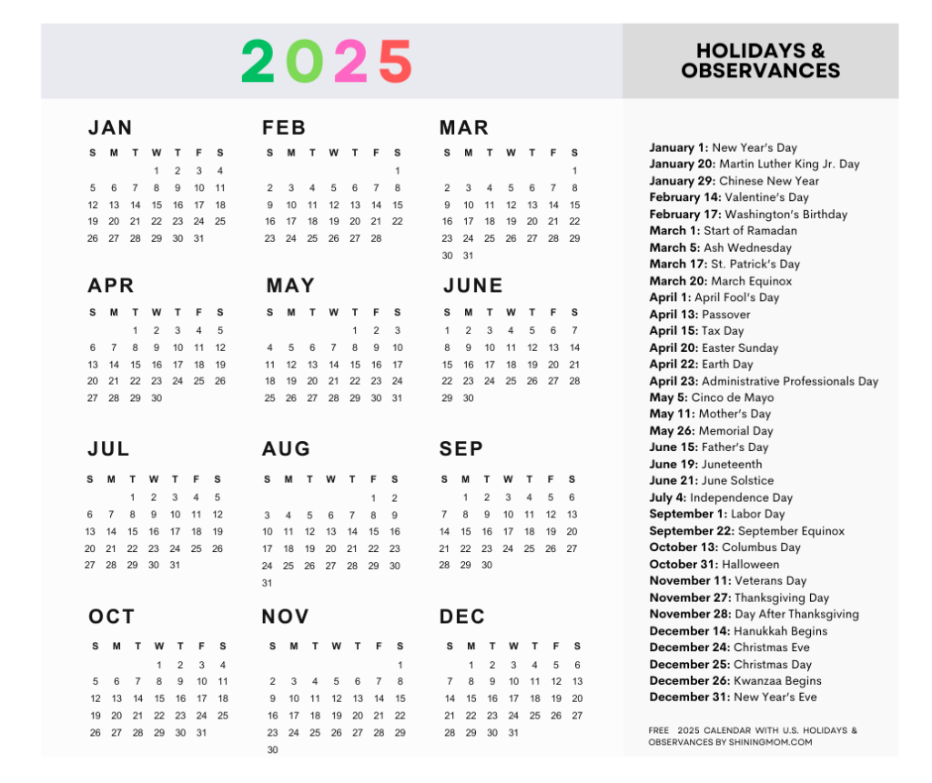 Free Printable 2025 Calendar With Holidays South Africa