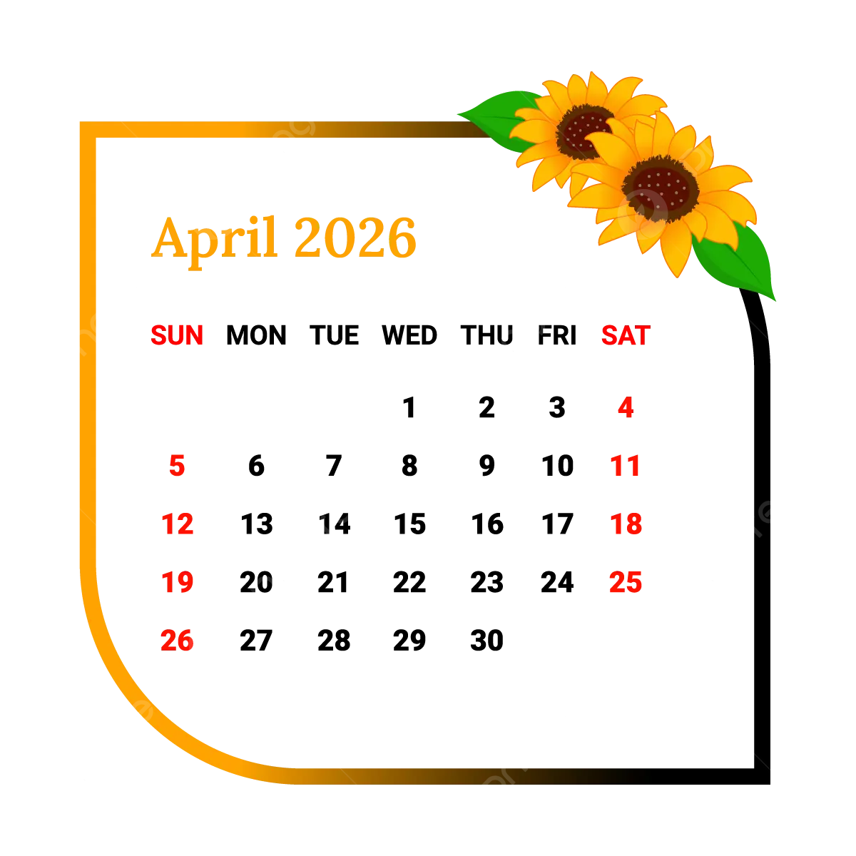 April 2026 Printable Calendar With Flowers Free