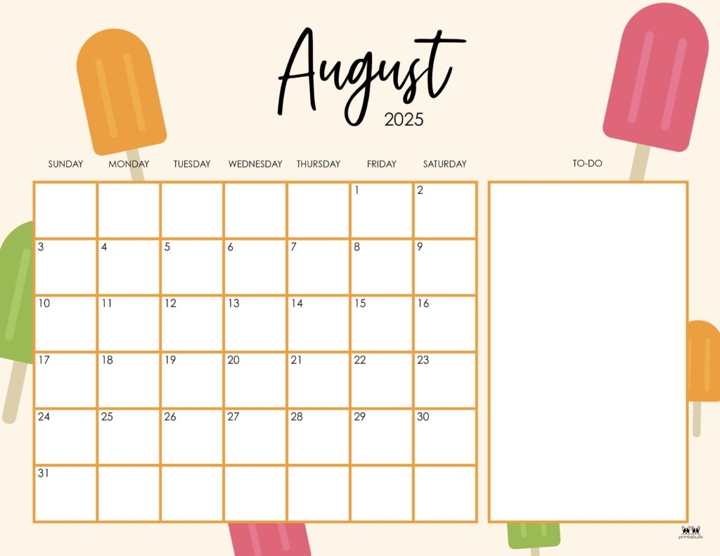 Free Printable August 2025 Calendar Landscape