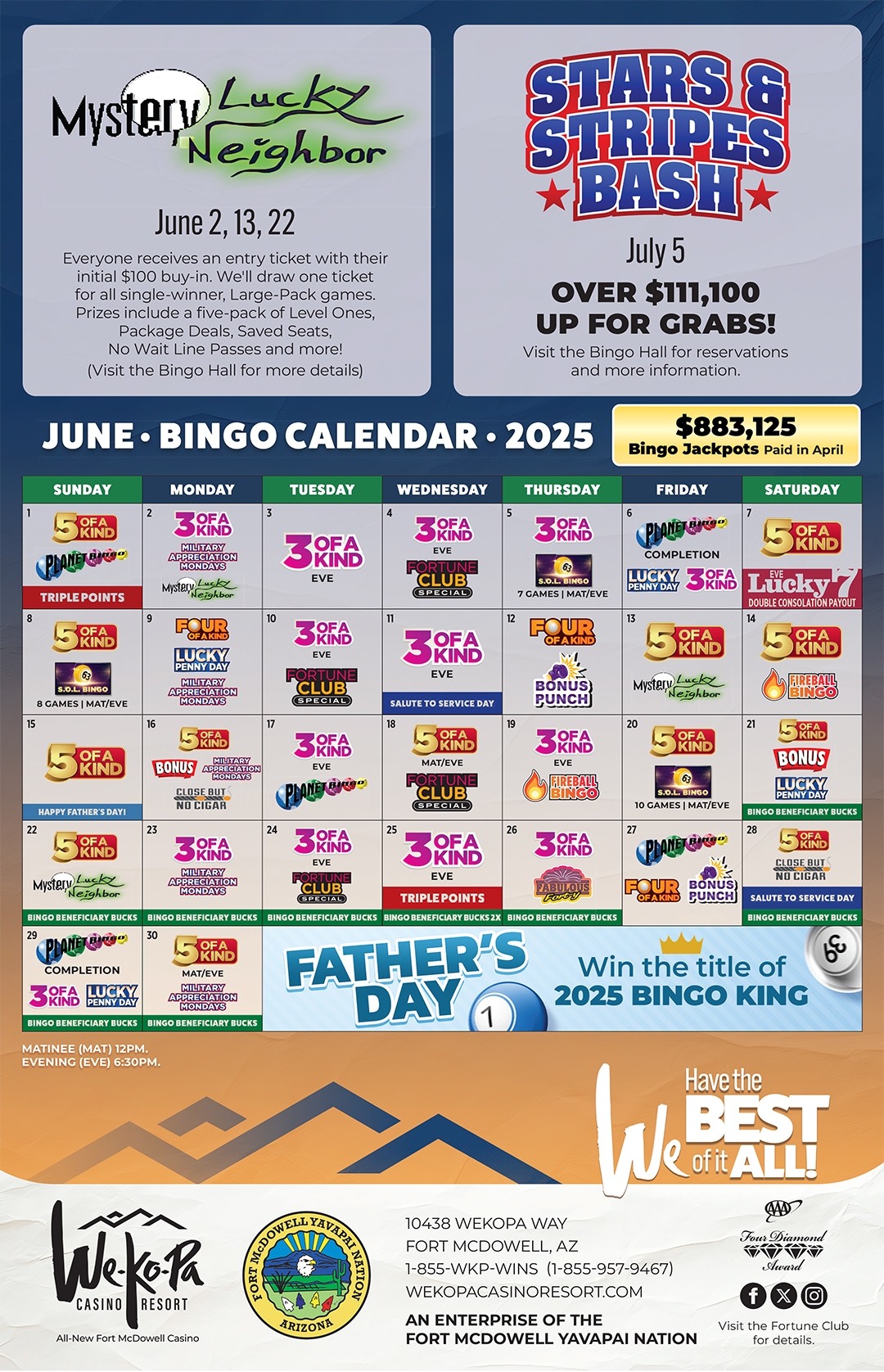 Bingo WeKoPa Casino Resort