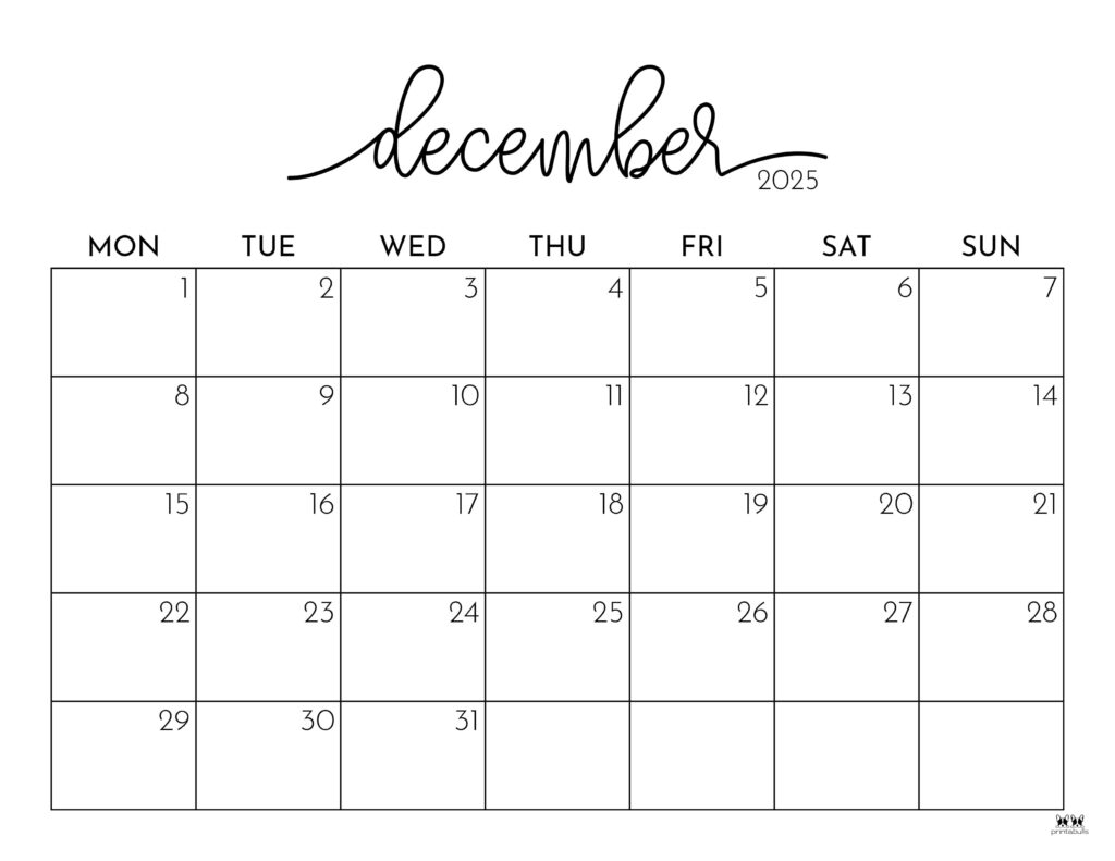 December 2025 Calendars 107 FREE Printables Printabulls