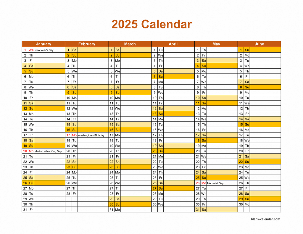 Free Printable Calendar 2025 1 Page