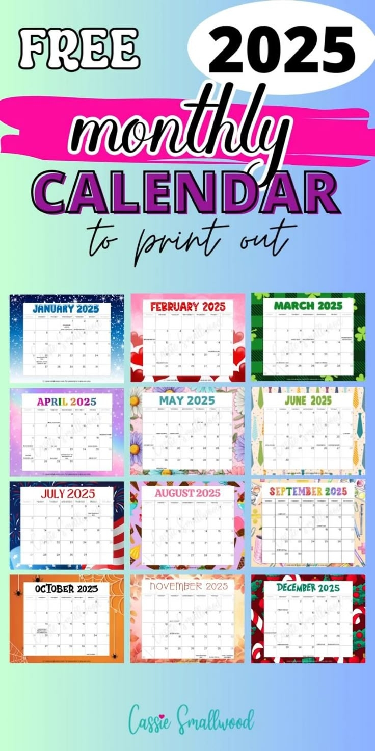 Free Printable 2025 Monthly Calendar
