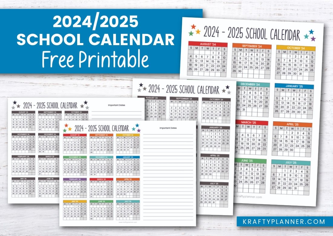 Free Printable 24 25 School Year Calendar Krafty Planner