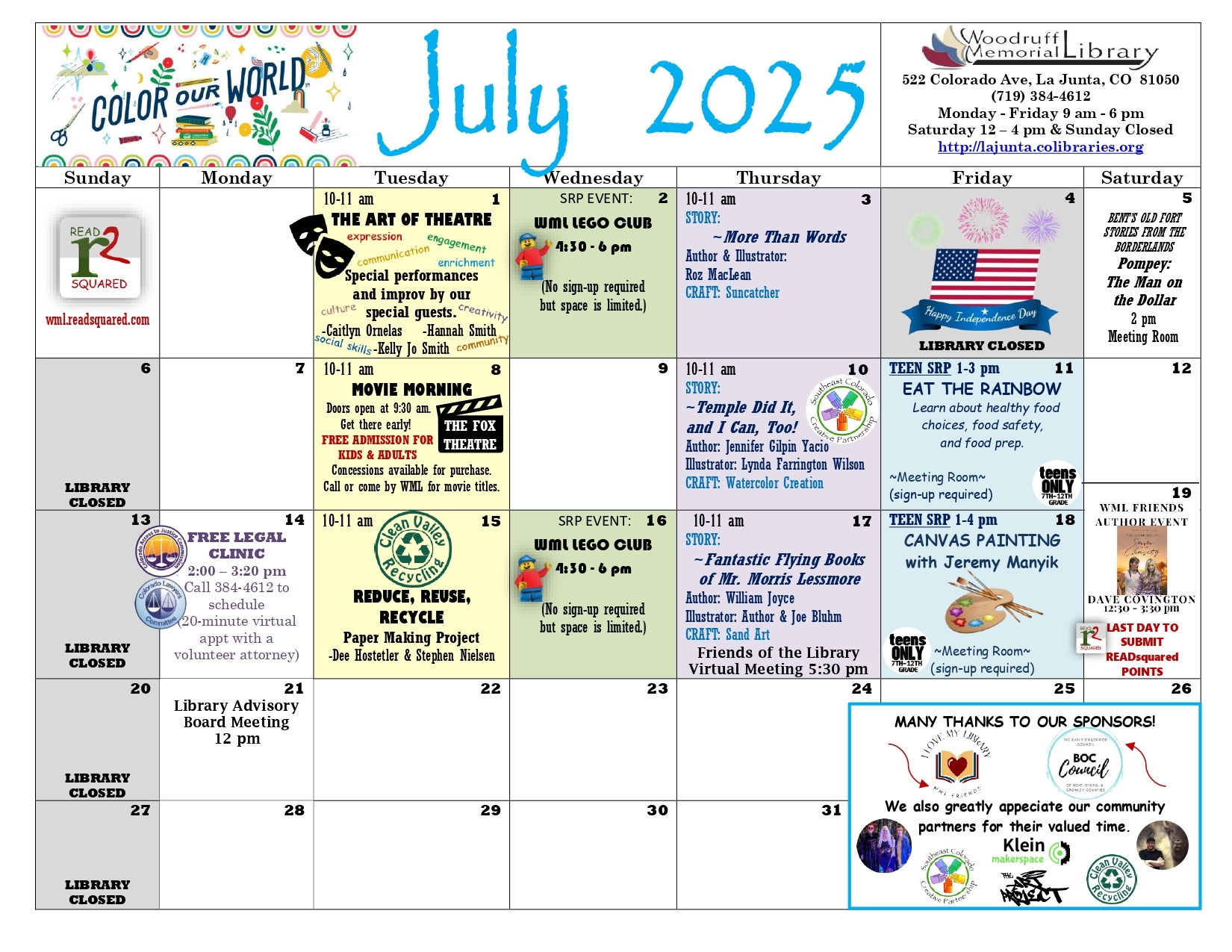 Calendar Of Events July 2025