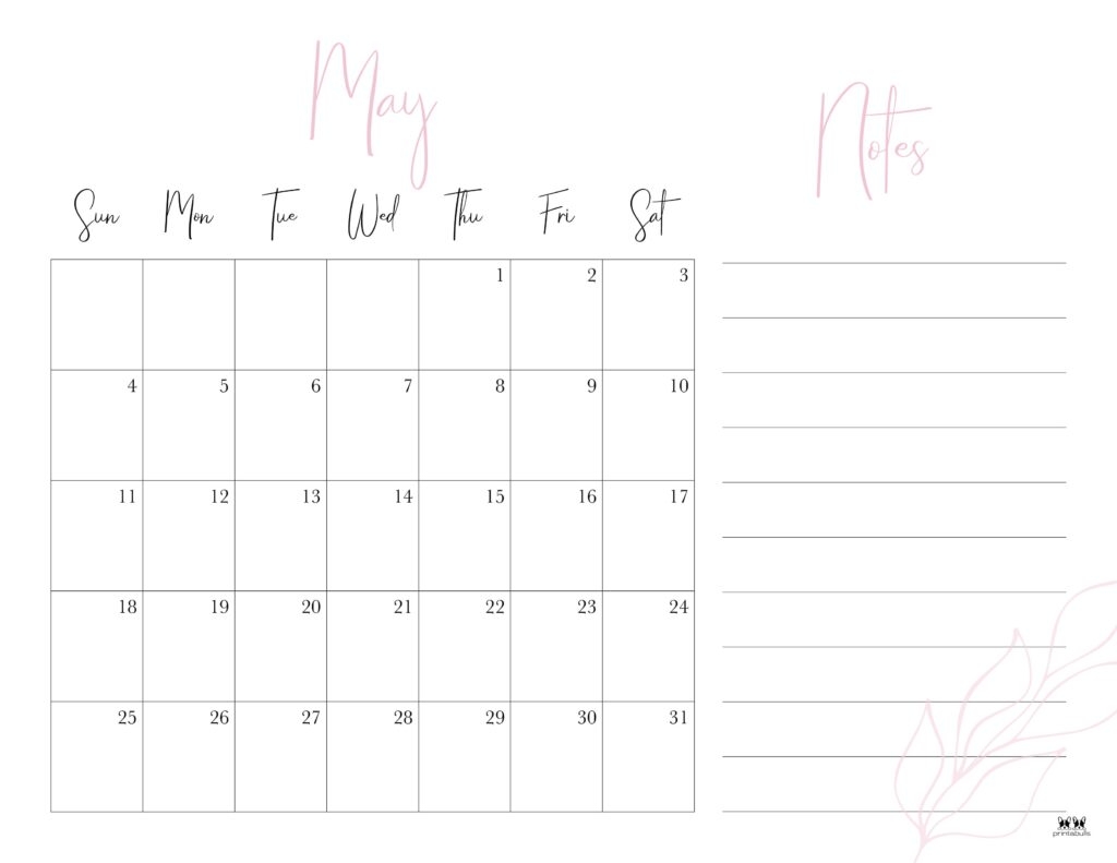 Free Printable 2025 Calendar With Notes Section