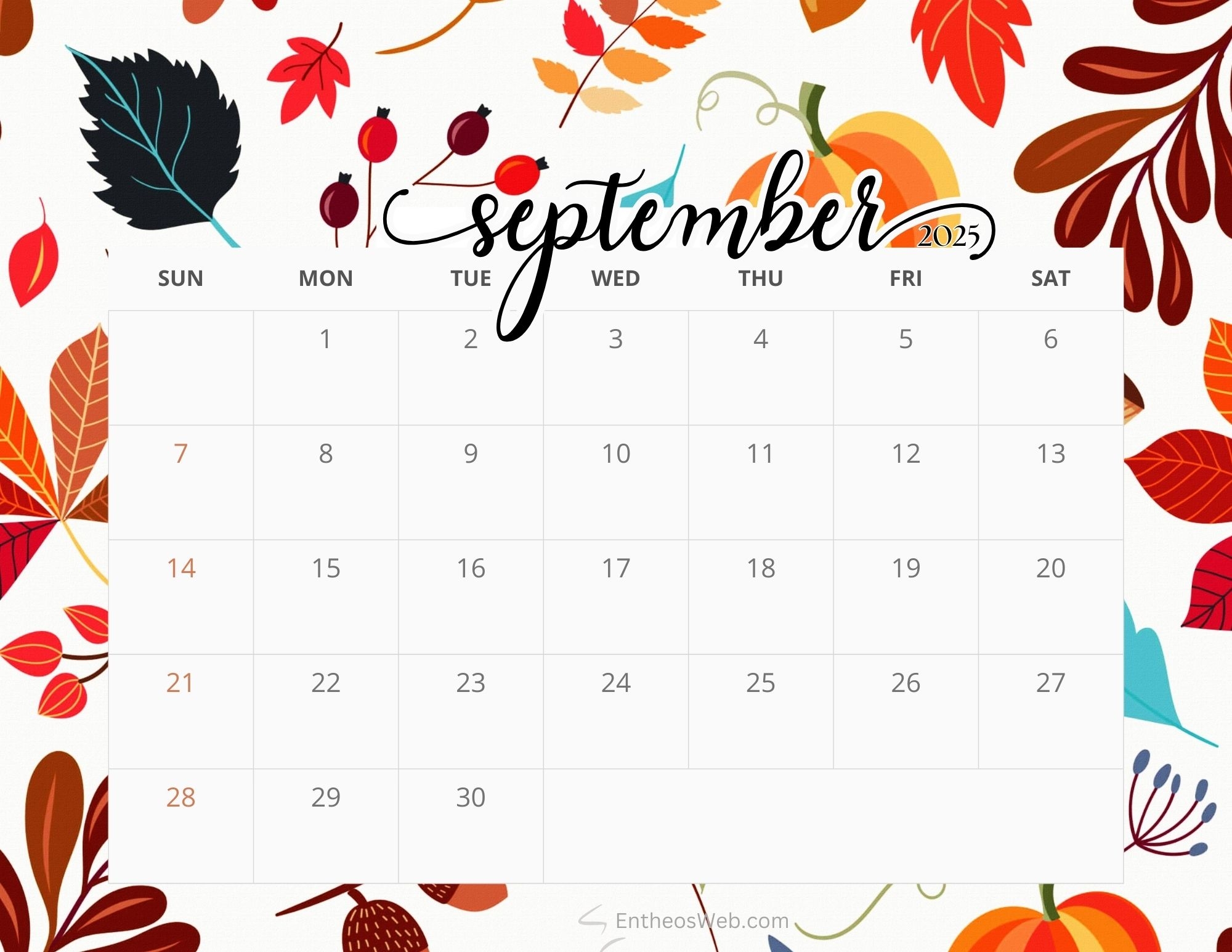 Free Printable 2025 September Calendar