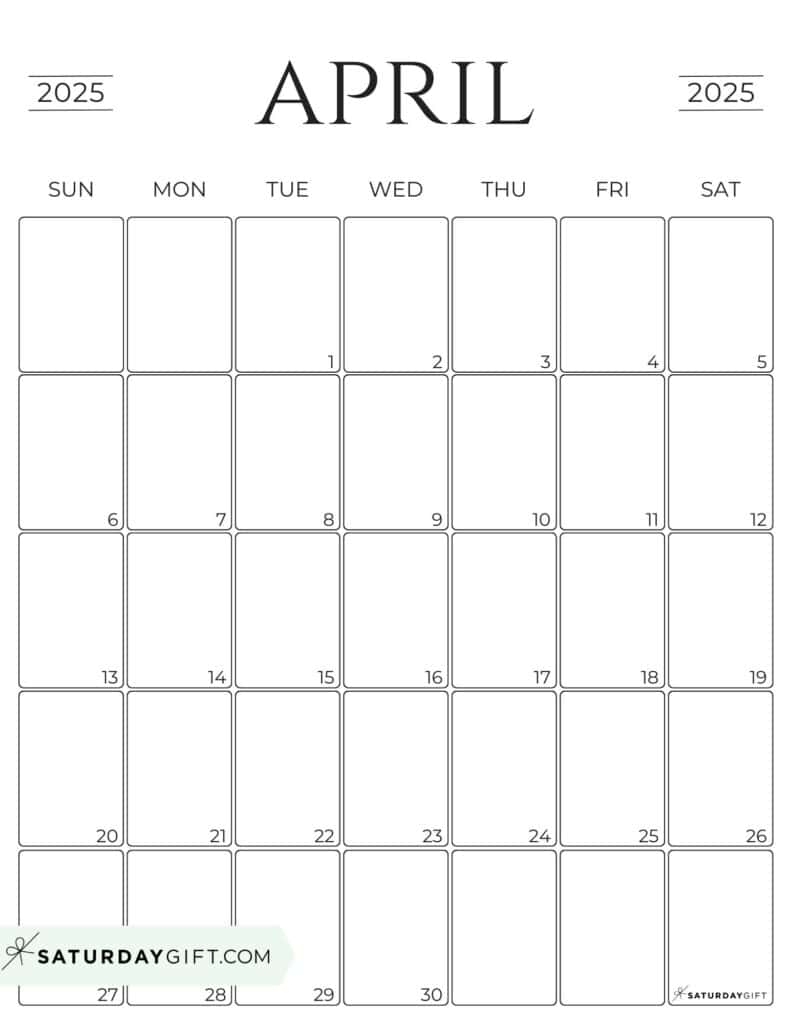 Simple Calendar Template 2025 Free Printable Vertical Calendar